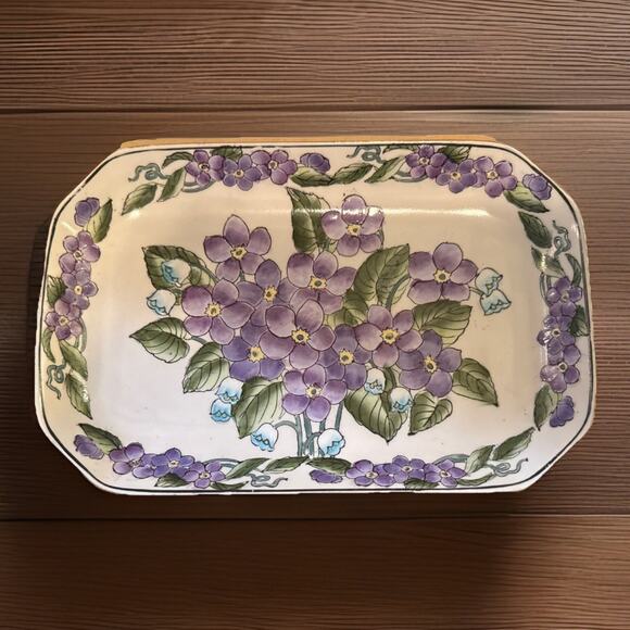 Vintage Andrea By Sadat Decorative Plate Hydrangea And Lily Of The Valley EUC - Picture 1 of 7